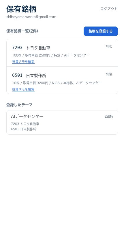 スマートフォンでの利用画面